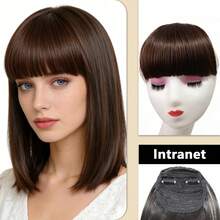 双夹式厚侧刘海假发 - 高温丝合成刘海，隐形牢固夹式设计，瞬间修饰脸型（黑色，1 件装） - 彩色 - 查看 19