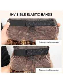 ZHENDEFA 360° Ombre Honey Blonde Lace Front Wig, Human Hair, Ombre Highlights, Wavy Curly Lace Front Wig, Pre-Plucked, Invisible Straps, 360° HD Transparent Lace Wig, 200% Density, Glueless Wig For Women