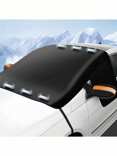 升级加厚车罩，四季通用汽车遮阳罩，防水、防尘、防紫外线、防雪防尘 - 适用于所有车型 - 采用牛津布材质，抗紫外线、防雪，易于安装，确保冬季行车安全。灵活设计，优质材料。可靠的汽车挡风玻璃防雪罩。[每个家庭必备]