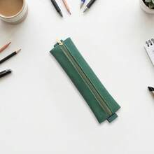 1pc Adjustable Elastic Band Pen Holder Pouch, PU Pen Case Pencil Bag With Zipper, Water-Resistant Notebook Pencil Box, Suitable For Notebooks, Planners, Binders And Books, Available In Dark Grey/Brown/Blue/Green,Stationery,Back To School - Multicolor - View 8