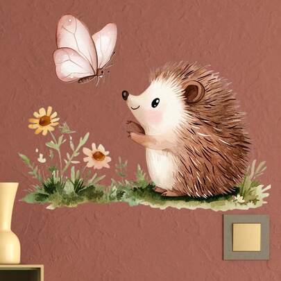 1pc Cute Hedgehog Decorative Sticker, Fresh Style, Suitable For Living Room, Bedroom, Study, Rental House Decoration