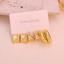 6pcs Metallic Feeling Party & Holiday Multi-Shape Earring Set, Lightweight CCB Material, Fashionable Earring Set For Women