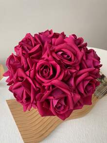 1/4/9/11件裝絲綢玫瑰人造花，保濕婚禮攝影裝飾花，居家花園陽台桌面裝飾乳膠玫瑰花束，情人節派對套組，適用於房間、居家、牆面、浴室、臥室、房間裝飾材料、書桌 - 彩色 - 查看 4