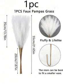20pcs - Artificial Reeds, 55cm/21.65 Inches Tall, Faux Reed Branches And Plants, Suitable For Inserting Into Floor Vases To Create Boho-Style Home And Kitchen Decor, Also Applicable For Room, Wedding, Party Decoration (White). In Addition, The Artificial Plants Can Also Be Used For Room, Desk, Garden Decoration, And Are An Ideal Choice For Valentine's Day, Birthday And Other Holidays, Also Suitable For White Home Living Room Decor. - White - View 9
