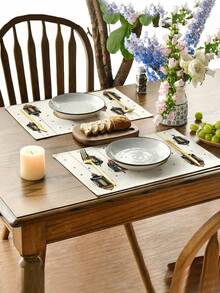 4/6pcs Ramadan, Ramadan Kareem, Ramadan Mubarak, Eid Mubarak, Eid Al Fitr Placemats, Heat Insulation Pads, Washable And Dirt-Resistant Placemats, Suitable For Home, Restaurant, Dining Table Decor, Room Decor, Home Decor, Islamic Holiday Decorations, Muslim Holiday Decorations
