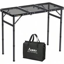 Anbte Mesa pble de camping con 3 uras ajustab mesa pble de aluminio 88 x 40  mesa de equaje con rejilla de ml mesa de mesa ligera y portátil mesa de jardín mesa de cerveza - como en la foto - Ver 1