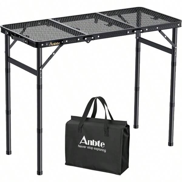 Anbte Mesa pble de camping con 3 uras ajustab mesa pble de aluminio 88 x 40  mesa de equaje con rejilla de ml mesa de mesa ligera y portátil mesa de jardín mesa de cerveza