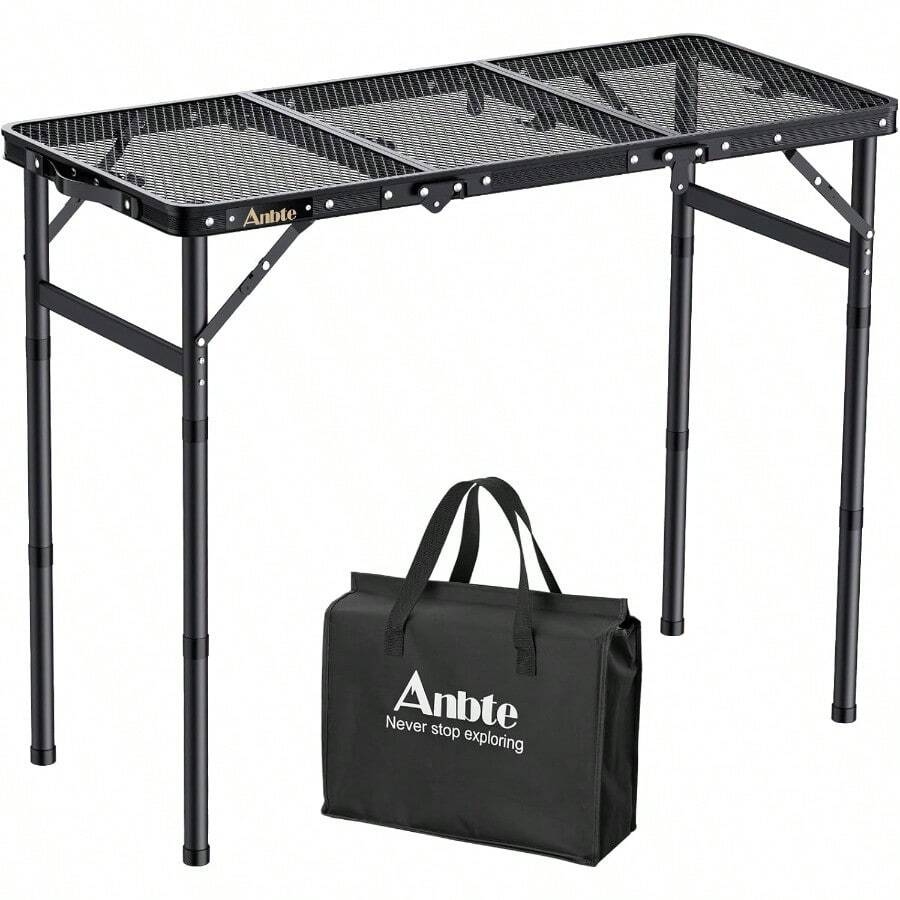 Anbte Mesa pble de camping con 3 uras ajustab mesa pble de aluminio 88 x 40  mesa de equaje con rejilla de ml mesa de mesa ligera y portátil mesa de jardín mesa de cerveza - como en la foto - Ver 1