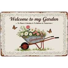 Regalos para jardineros, Carteles de jardinería vintage "Bienvenido a mi jardín", Carteles de metal para decoración del hogar, al aire libre, invernadero, sala de estar, dormitorio, patio, jardín de campo, 8X12 pulgadas - Multicolor - Ver 6