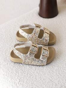 1 Pair Girls' Summer New Fashion Hook And Loop Princess Soft Bottom Beach Sandals - Gold - View 5