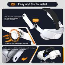 适用于 Quest 3S/ Quest 3/Quest 2 的可调节头带，可替换原装头带，增强支撑和舒适度，VR 头显配件，兼容 Oculus Meta Quest 3 头带，减轻面部压力，无需电池，增强支撑，可调节，舒适头带，礼品装 - 白色 - 查看 2