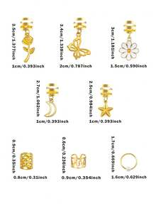 36pcs Moon, Star, Butterfly, Flower Y2K Scrunchies & Hair Clips Set, Suitable For Braiding, Great Gift For Girls & Women, Perfect For Balls, Parties, Music Festivals, Claw Clips, Hair Slide, Hair Barrettes - Gold - View 7