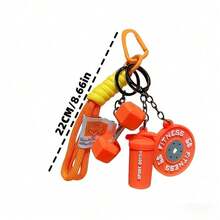 4-Piece Personalized Sport-Style Barbell And Dumbbell Keychains. Handcrafted Fitness Keychain Set, Fashionable And Versatile Fitness Kettlebell Backpack Hanger Featuring Braided Rope, Barbell, Dumbbell, Water Bottle, Keychain. Suitable For Both Men And Women As A Couple Keychain, Essential For Fitness Enthusiasts, And The Best Gift Choice For Various Occasions. - Bộ 4 móc khóa màu hồng - Xem 11