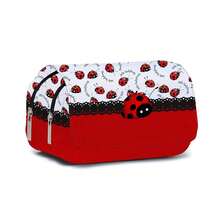 印花动物铅笔盒，双层翻盖文具收纳包，可装化妆品、刷子、钥匙、手机、硬币、小物件，适合学校、家庭、送礼、度假、节日（返校季、圣诞节） - 彩色 - 查看 10