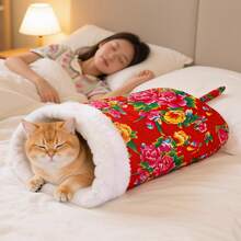 1pc Cat Sleeping Bag, Comfortable Cat Mat, Winter Sleeping Bag, Warm & Cozy Cat Sleeping Bag - Semi-Enclosed Soft Plush Sleeping Bag - Multicolor - View 6