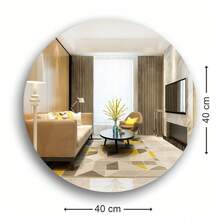 Round Decorative Adnet Mirror With Premium Leather Handle - Modern Minimalist Style For Living Room, Bedroom, And Bathroom - Lạc đà - Xem 2