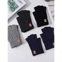 1 Pair Of Comfortable Thick Knitted Spring Gloves Spring Fingerless Gloves For Men Women - Mittens Finger Wool Gloves With Flip Touch Screen Compatible Soft And Breathable - Hand Washable Unisex Accessories Spring Gloves - A - Xem 9