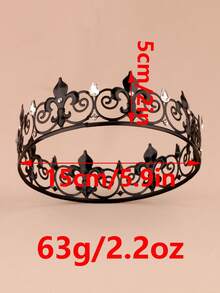 Corona negra clásica europea unisex, corona redonda simple de rey, accesorio de cabello nupcial barroco, accesorio de disfraz, tocado para baile, fiesta, festival, cumpleaños, novia, tiara, coronas, guirnalda de cabello, corona de flores - A378 negro - Ver 3