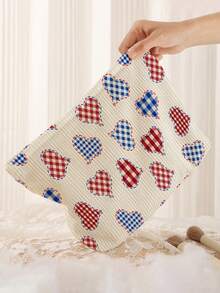 1个便携式心形图案双面印花拉链化妆包，多功能旅行洗漱用品收纳包 - 彩色 - 查看 5