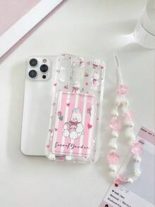 Striped Rabbit Painted Transparent Card Holder Soft Silicone Full Protective Phone Case Compatible With IPhone 17pro/17Air /17/17promax 16/11/16pro/16plus/16promax/16e, Galaxy S25/S25PLUS/S25 Ultra/A16/A36/A26/A56/A50/A12/A32/A52/A72, 11/12Pro/12/12X/13Pro/14Pro/15Pro/, Redmi 10/9/Note9/12c/Note11pro/Note8Pro - Multicolor - View 2