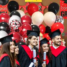 40pcs Red And Black Balloons -10 Inch Matte Black Red White Latex Balloons And Confetti Balloons, Suitable For Birthday Parties, Graduation Ceremonies, New Year, Father's Day, Racing Events, Movie Watching Decorations, Poker Card Decoration Supplies,Independence Day - Black and Red - View 4