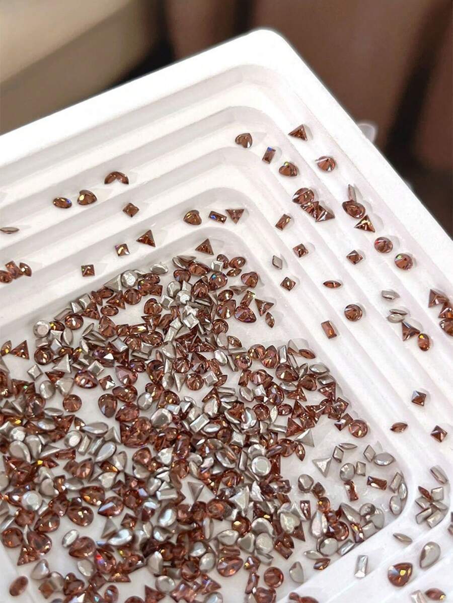 100 viên đá Zirconia mini đáy phẳng màu caramel dùng trang trí móng tay, thích hợp cho kiểu móng mùa đông, siêu sáng bóng, đá Zirconia siêu nhỏ màu caramel dùng trang trí móng tay, phụ kiện làm móng, đá đính móng. - Cà phê nâu - Xem 1