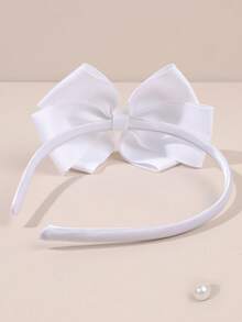 Toddler Girls Bow Decor Headband - White - View 7