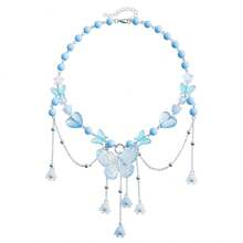 1pc Butterfly Tassel Collarbones Chain, Countryside Style Floral Beaded Necklace - Butterfly Necklace - View 7