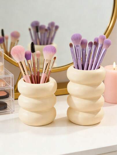 1 pieza Caja de almacenamiento de maquillaje linda - Organizador de escritorio, puede almacenar brochas de maquillaje y útiles de oficina, elegante soporte para brochas de maquillaje, diseño decorativo creativo, ideal para niñas y estudiantes, decoración de sala de maquillaje, bolsa de maquillaje, esencial de viaje