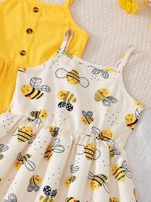 BASUSARRI Set de 2 vestidos de verano sin mangas con estampado floral digital, de estilo casual y versátil para vacaciones - Amarillo - Ver 6