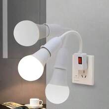 1pc 360° Rotatable Universal Lamp Holder, E27 Screw Socket With Switch, Mini Night Light & Fan Dedicated Lamp Holder, Bedroom Wall Lamp - US A Type Plug(220-240V) - View 5