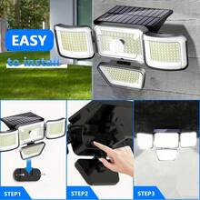 278LED Solar Lights With Motion Sensor Light 4 Mode Outdoor Waterproof 4 Head Solar Security Floodlights For Yard Garden Garage - 1 278LEDdeng - View 6