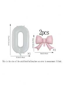 2pcs 32-Inch Number Balloon Set, Pink & Red Bow Foil Balloons, White, Red, Black & Cream 0-9 Number Balloons Suitable For Birthday Party, Anniversary Decoration - Multicolor - View 39