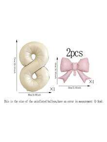 2pcs 32-Inch Number Balloon Set, Pink & Red Bow Foil Balloons, White, Red, Black & Cream 0-9 Number Balloons Suitable For Birthday Party, Anniversary Decoration - Multicolor - View 19