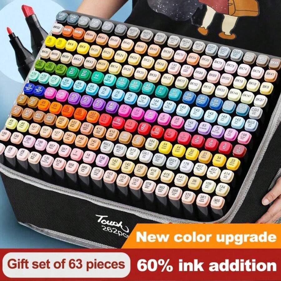 12 To 268 Colors Alcohol-Based Markers, Vibrant & Long-Lasting, Quick-Drying, Waterproof & Fade-Resistant, Suitable For DIY, Glass, Faux Leather, Wood, Metal Painting, Ideal For Coloring Art Markers, Adult Coloring Books, Chisel Tip, Holiday/Christmas Gifts, Colored Pens, Ohuhu Markers, Drawing Markers, Back To School, Perfect For Ramadan, Valentine''s Day Crafts - Multicolor - View 1