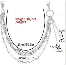 1pc Personalized Metal Belt Decorative Chain Pants Accessory, Unique Cross And Skull Pendant Design, A Must-Have For Fashionable Street, Hip-Hop, And Punk Styles, Suitable For Parties, Music Festivals, Street Events, And Other Occasions, Showcasing Extraordinary Individuality And Confident Charm. - متعدد الألوان - مشاهدة 4