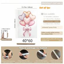 1pc Canvas Wall Art - Heart-Shaped Balloon Gouache Painting - Soft Valentine's Day Printable Pastel Painting, Baby Goods_ Framed Nursery Wall Art Perfect For Playroom Decor Nursery Decor, Playroom Decor, Preschool Decor, Boy's Room Decor Girl's Bedroom Decor Valentine's Day