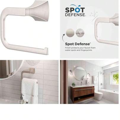 Anillo para Toalla de Baño Bruxie, Montaje en Pared con Tornillos Ocultos, Acabado en Níquel Cepillado, Incluye Guía de Instalación para Paneles de Yeso o Pernos