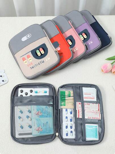 Portable Medical Kit Printed With "My Medicane Bag" And Pill Pattern,Portable Camping Medicine Pouch,Compact First Aid Kit, Version Of Travel And Home Portable Storage Bag,Small Medicine Bag, Convenient Medicine Kit, Emergency Kit,Multiple Colors Available,For Daily/Outdoor/Travel, Essential For Health - Conscious & On - The - Go Users, Must - Have Medical Accessory,Daily Healthcare Organizer