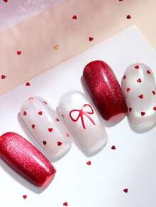 Y2K Tiny Star Nail Seqiuns Silvery Black Heart Manicure Charms Kawaii Korean Nails Art Accessories Valentines DIY Nail Decorations - Multicolor - View 8