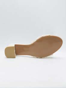 女士时尚高跟套脚凉鞋，网布设计，透气轻便休闲凉鞋 - 白色 - 查看 7