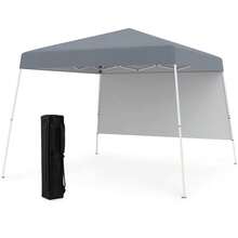 10 X 10FT Pop Up Canopy Tent W/ 1 Sidewall Portable Backpack, 4 Stakes Slant Leg - Default - View 11