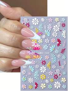 Bộ 2 miếng dán móng tay hình cánh hoa cúc 5D thanh lịch, họa tiết hoa macaron nhiều màu sắc, phong cách Bohemian, quà tặng cho phụ nữ và bé gái, tự dán, dùng trang trí móng tay tại salon. - Nhiều màu - Xem 5