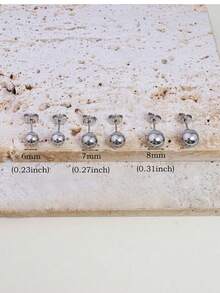 7/4/3对极简迷你球形不锈钢耳钉套装，男女皆宜，可叠戴；14K镀金大圆球设计耳钉，男女通用，蝴蝶扣耳堵，适合耳骨、耳廓、耳垂等穿孔，适合女孩度假、节日、派对及日常佩戴。 - Standard - 查看 9