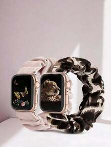 Elastic Hair Tie Watch Band For Apple Watch, 42/44/45mm Nylon Stretch Loop Strap Compatible With IWatch 7/8/Ultra 2, Women's Bracelet Watchband - Multicolor - View 2