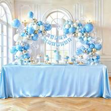 1 块浅蓝色涤纶矩形桌布 - 光滑面料，适合聚会、节日晚宴、婚礼和宴会、派对桌布 | 优雅的餐桌装饰 | 光面饰面 - 淺藍色 - 查看 7