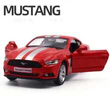 RMZCITY 1:36 比例福特野马合金车模 - 哑光黑/红，金属车身，可开门，摩擦动力，逼真车模，儿童玩具，成人收藏，节日/生日礼物