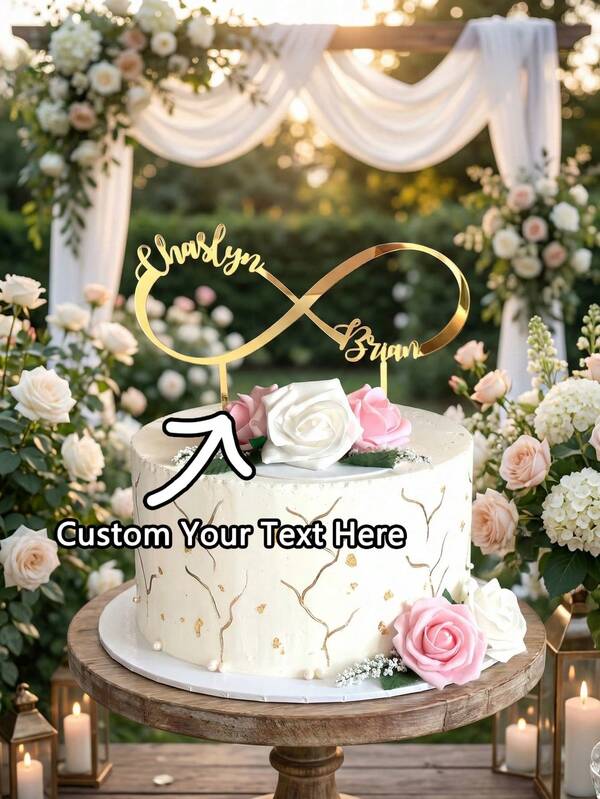 Decoración personalizable para pastel en forma de símbolo del infinito - Decoración para pastel de boda y aniversario - Regalo romántico para el Día de San Valentín para parejas - Símbolo del amor eterno