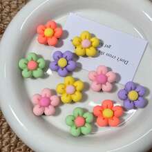 10pcs Colorful Flower Shoe Decoration Charms For Girls Clog, Cute Shoe Pins For Sandals Accessories Party Gifts - Multicolor - View 6