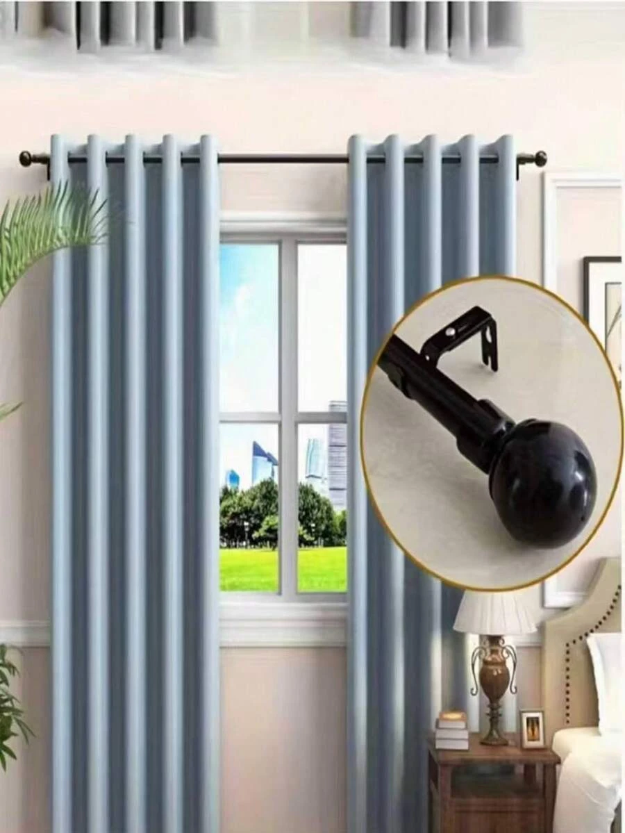 1pc Black/White Stainless Steel Combination Curtain Rod, Suitable For Bathroom Shower Curtain, Bedroom And Living Room Window Curtain, Roman Blind - Multicolor - View 1
